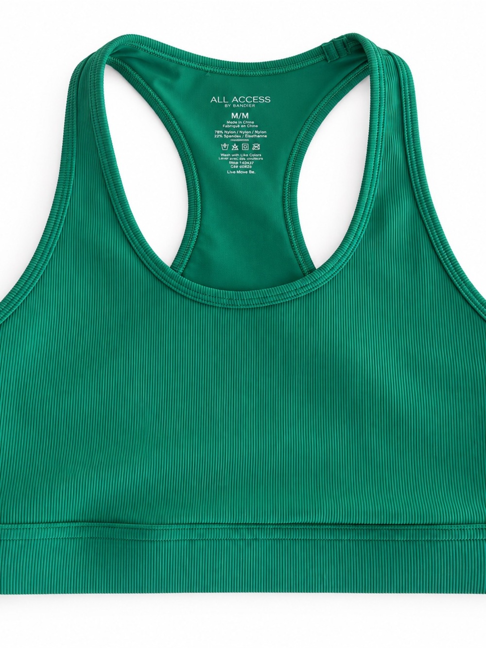 ALL ACCESS Emerald Ribbed Racerback Sports Bra